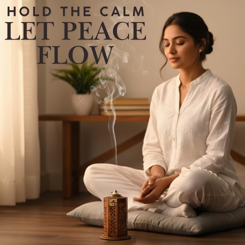 Bless International Bless-International Traditional-Handmade-Burner Wooden-Incense-Stick-Holder Ash-Catcher-Stand for-Aromatherapy-Meditation-Yoga (7 Inch Letter Box Wooden Charcoal/Cone) - Image 4